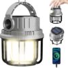 300LM LED Camping Lantern Rechargeable,2400mAh Power Bank，USB Cable，6 Light Modes Included with Two Light Source Modes, Lantern Flashlight for Hurricane, Hiking, Camping, Power Outages