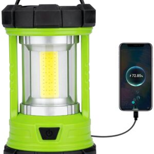 Rechargeable Camping Lantern, 3000LM 5 Light Modes Camping Light 4400 Capacity Phone Charger LED Impact-Resistant Flashlight Lantern Portable Waterproof Hurricane Lanterns for Emergency(Pale Green)