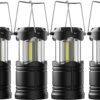 4 Pack LED Camping Lanterns, Battery Powered Camping Lights  Super Bright Collapsible Flashlight Portable Emergency Supplies Kit, Black